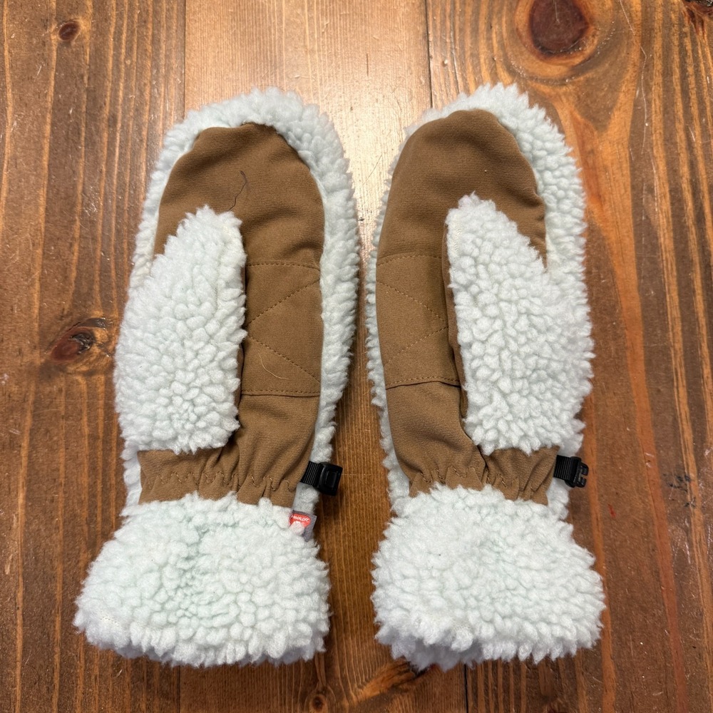 LL Bean Mountain Pile Fleece Mittens Womens Small Mint Green - Picture 2 of 3